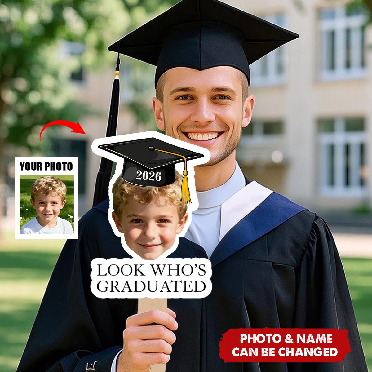 Personalized Graduation Fan With Childhood Photo | Gift For Class of 2026