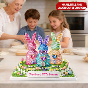 Personalized Acrylic Block Plaque With1-6 Bunnies & Names | Whimsical "Grandma's Little Bunnies" Easter Keepsake For Nana & Mimi