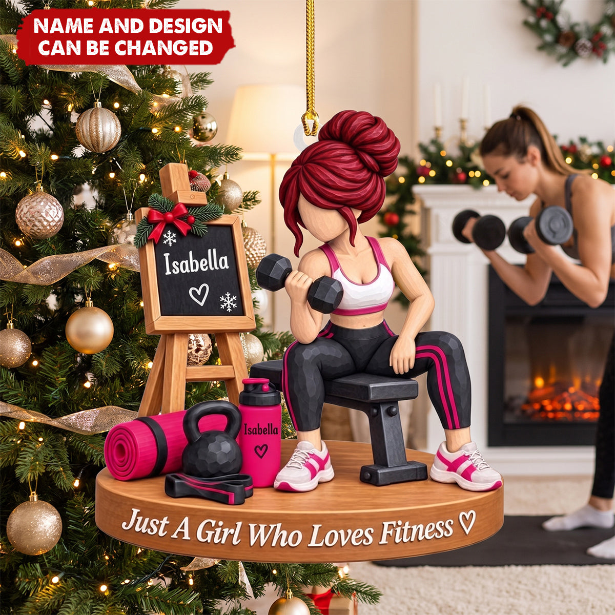 Personalized Fitness Gym Girl Acrylic Ornament — Gift For Fitness & Weightlifting Lovers