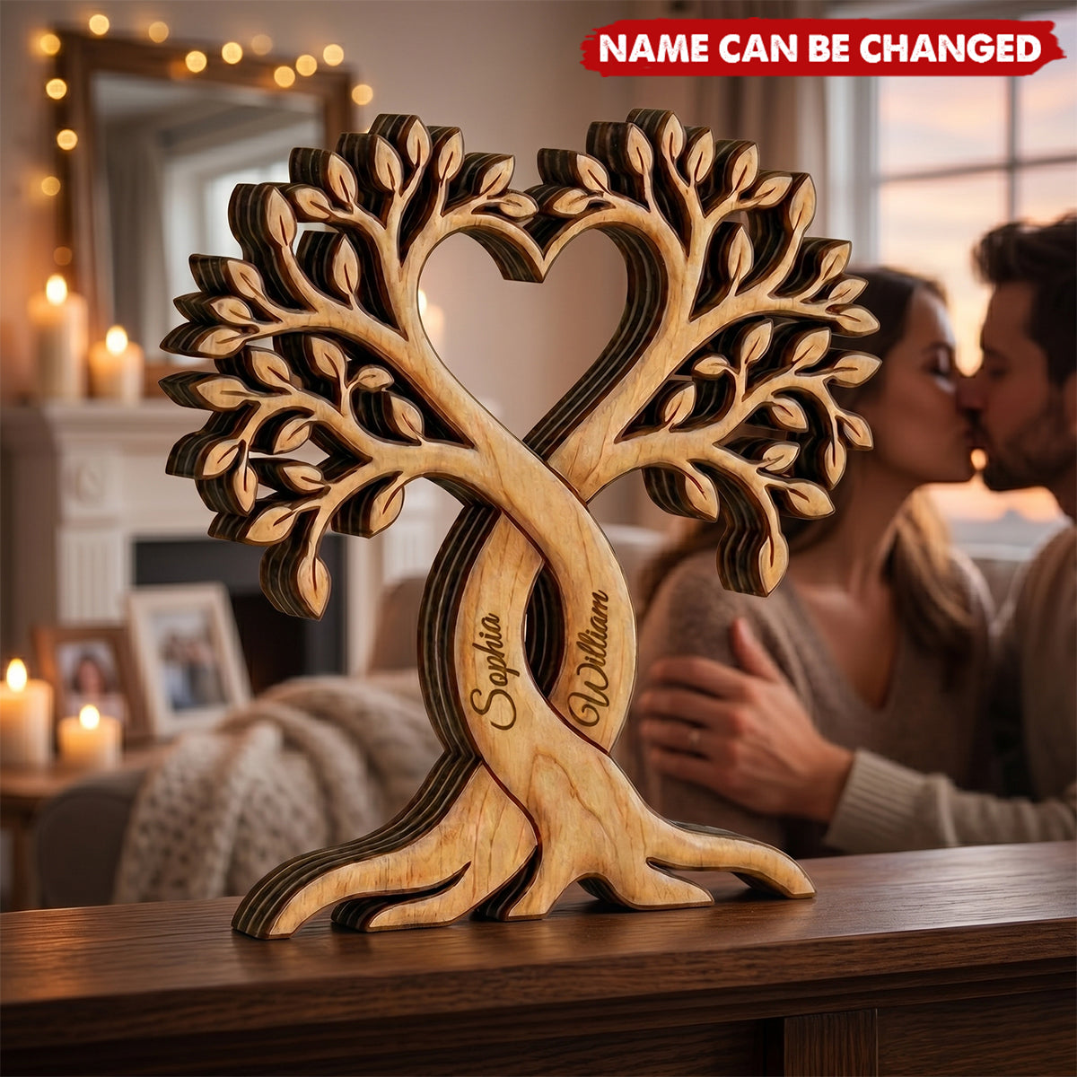 Personalized Couple Wooden Block, Custom Couple Name Sign, Wedding Anniversary Gift