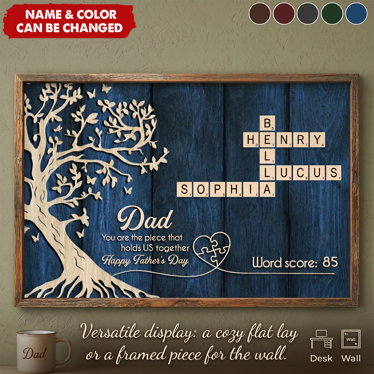Personalized Family Tree Dad Crossword Poster | Unique Father's Day Gift For Dad