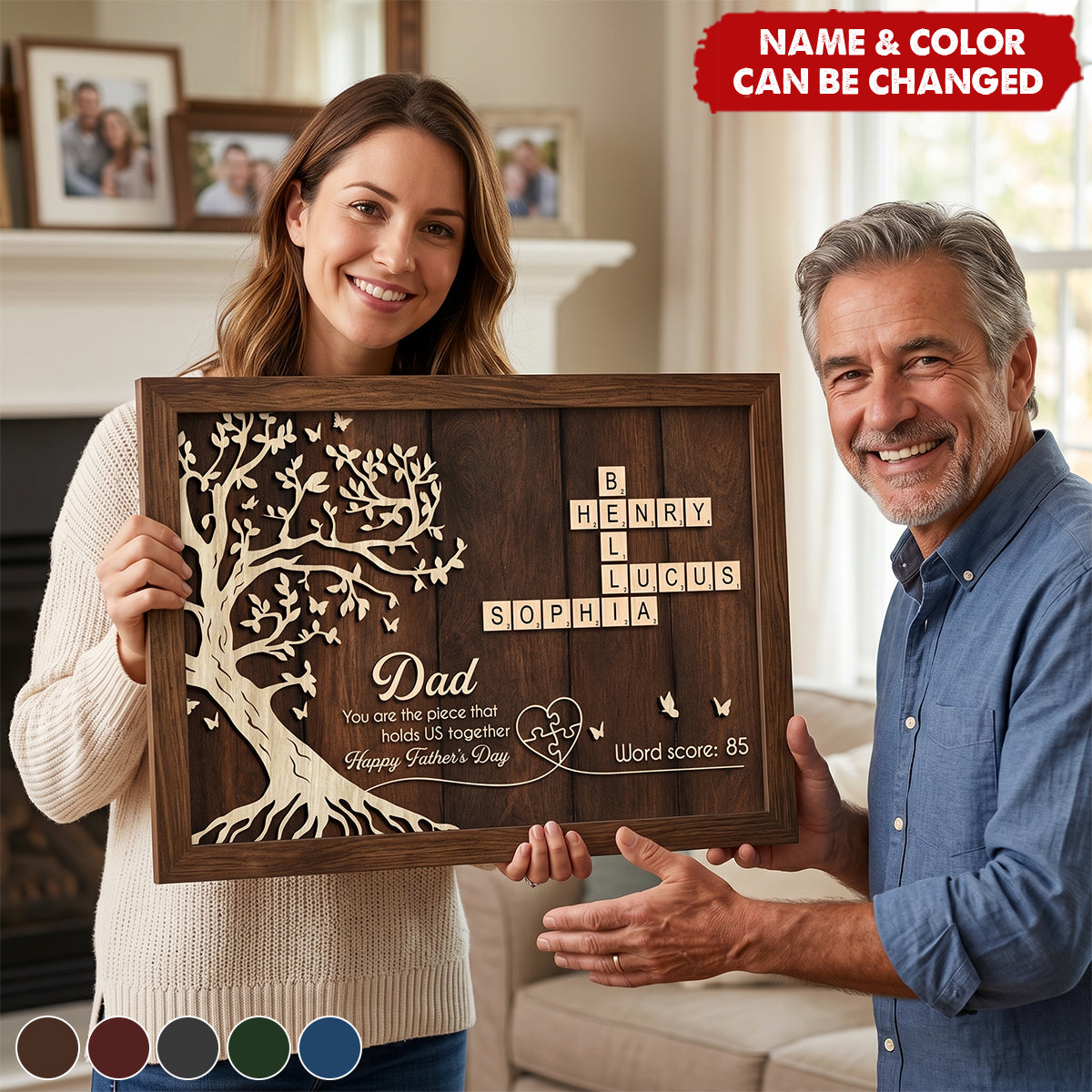 Personalized Family Tree Dad Crossword Poster | Unique Father's Day Gift For Dad