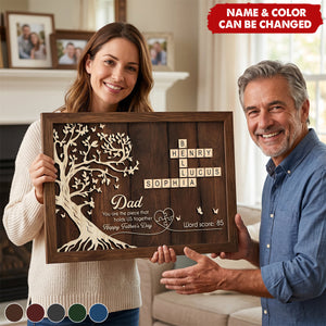 Personalized Family Tree Dad Crossword Poster | Unique Father's Day Gift For Dad