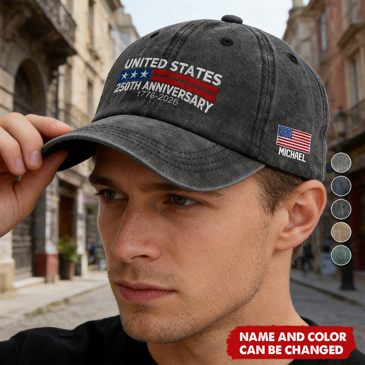 Personalized 250th Anniversary USA Flag Patriotic Cap With Name & Color & Eagle Design - Historic 2026 Celebration Gift For Proud Patriots
