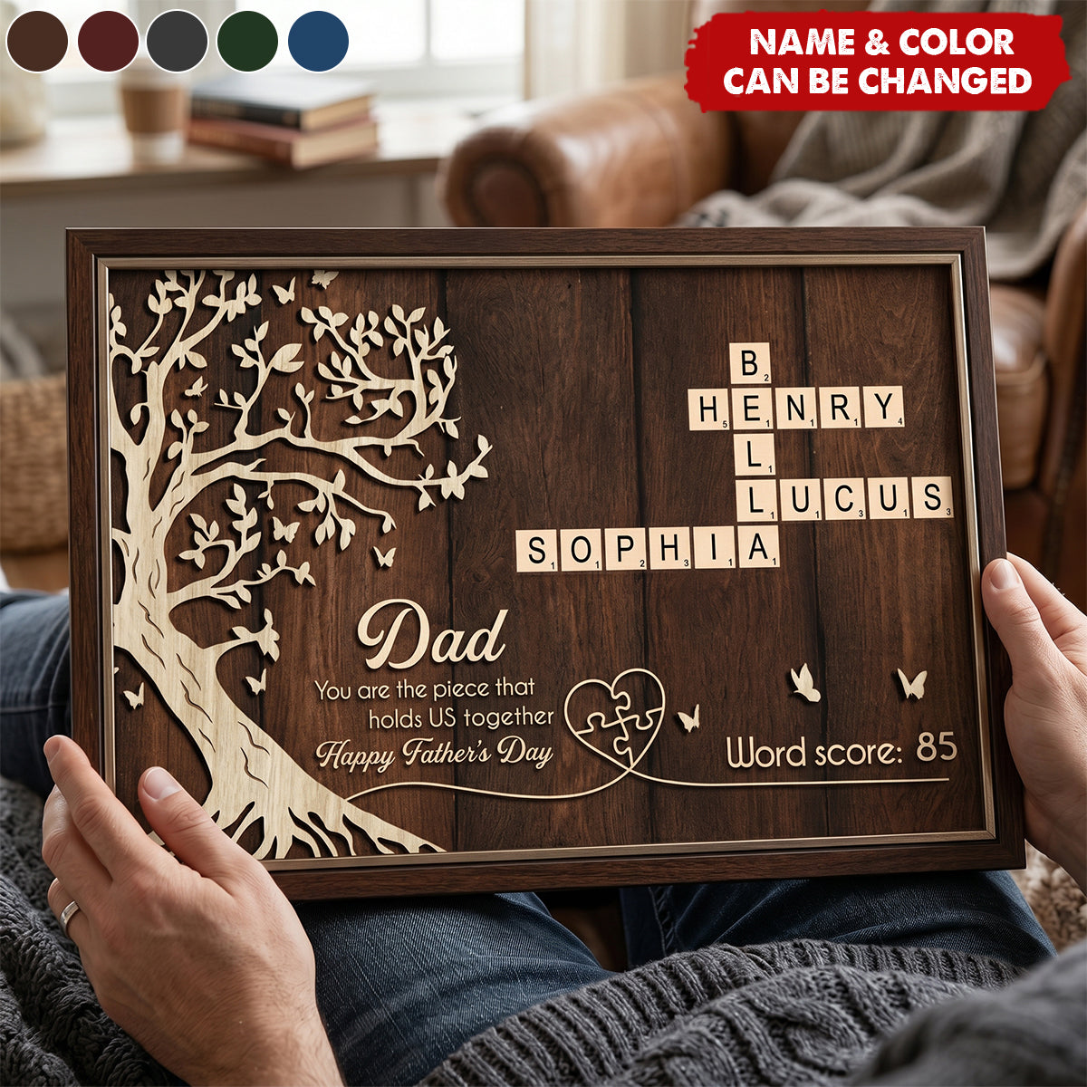 Personalized Family Tree Dad Crossword Poster | Unique Father's Day Gift For Dad