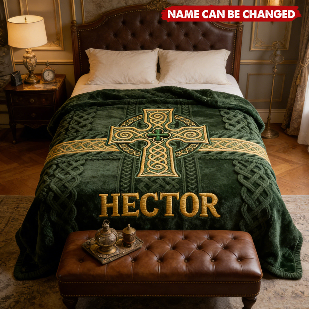 Personalized Cozy Plush Lucky Clover Pattern Irish Blanket With Family Name - Festive St. Patrick's Day Gift For Irish Families & Friends