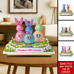 Personalized 2-Layered Wooden Plaque With 1-6 Bunnies & Names | Enchanting "Grandma's Little Bunnies" Easter Gift For Nana & Mimi