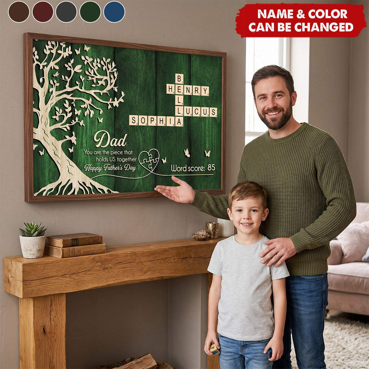 Personalized Family Tree Dad Crossword Poster | Unique Father's Day Gift For Dad