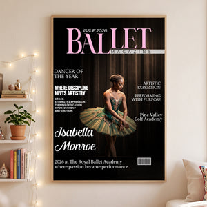 Personalized Name & Year Canvas Poster With Ballet Magazine Cover For Ballerina Room Decor