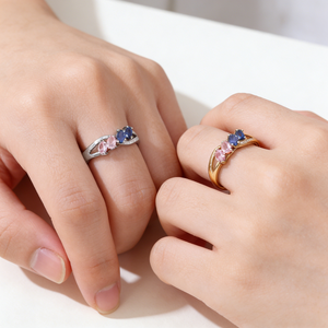 Personalized Dainty Family Ring With 4 Birthstone & Quote | Elegant Mother’s Day Birthday Tribute Gift For Mom Grandma & Daughter