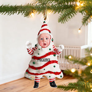 Personalized Baby Photo Christmas Tree Cake Ornament With Name Heartfelt Baby's 1st Christmas Gift For Family