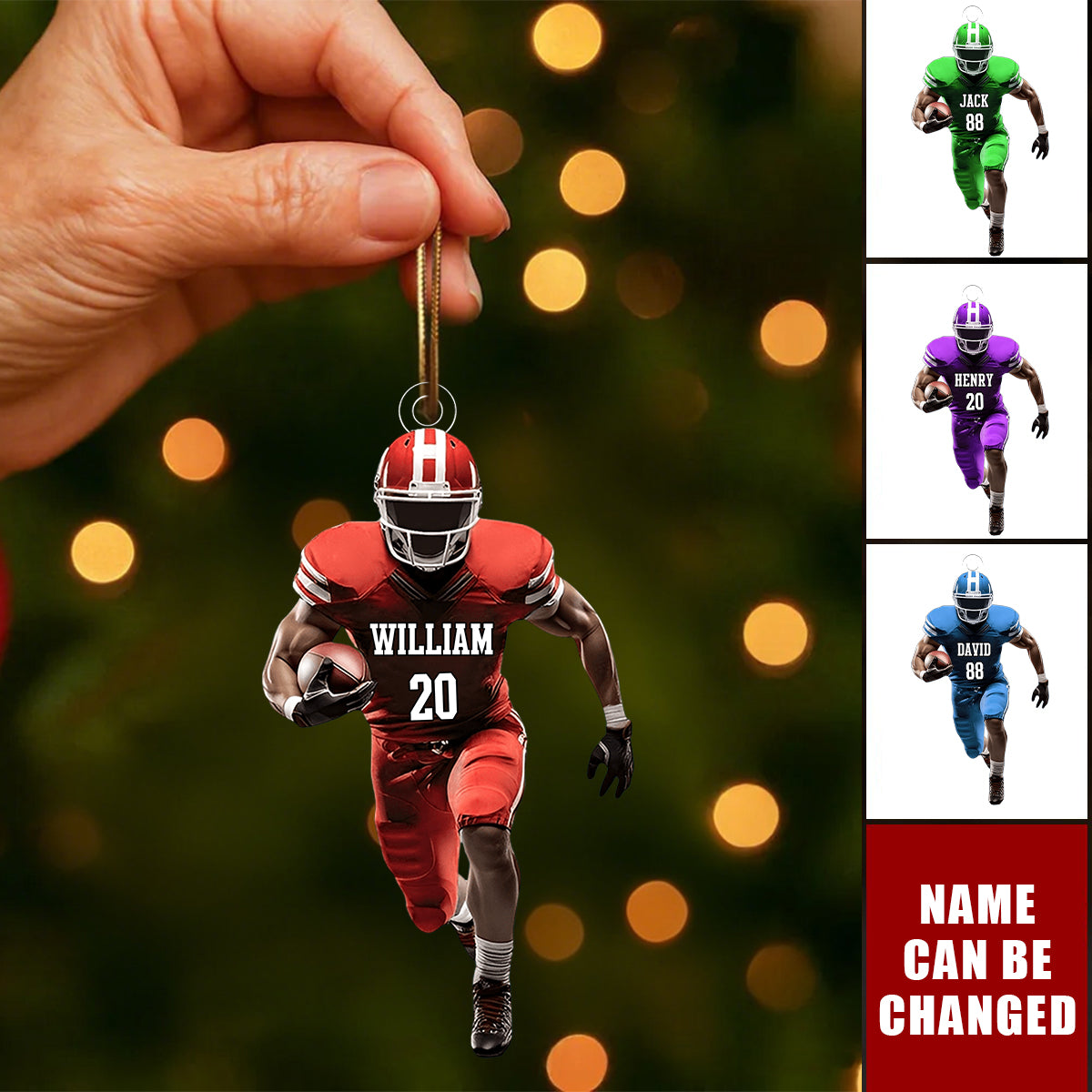Personalized American Football Player Ornament With Name And Number Customized Passion For Sport Lovers