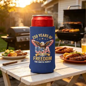 Personalized Eagle 250 Years Freedom Can Cooler - Independence Gift For Family