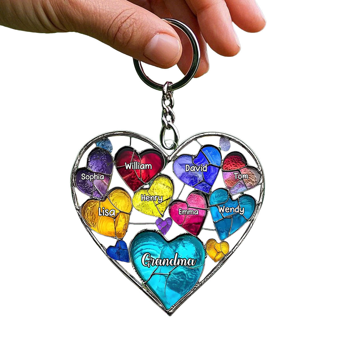 Grandma's Mom's Sweethearts - Personalized Grandma Keychain,Mother's Day Gift