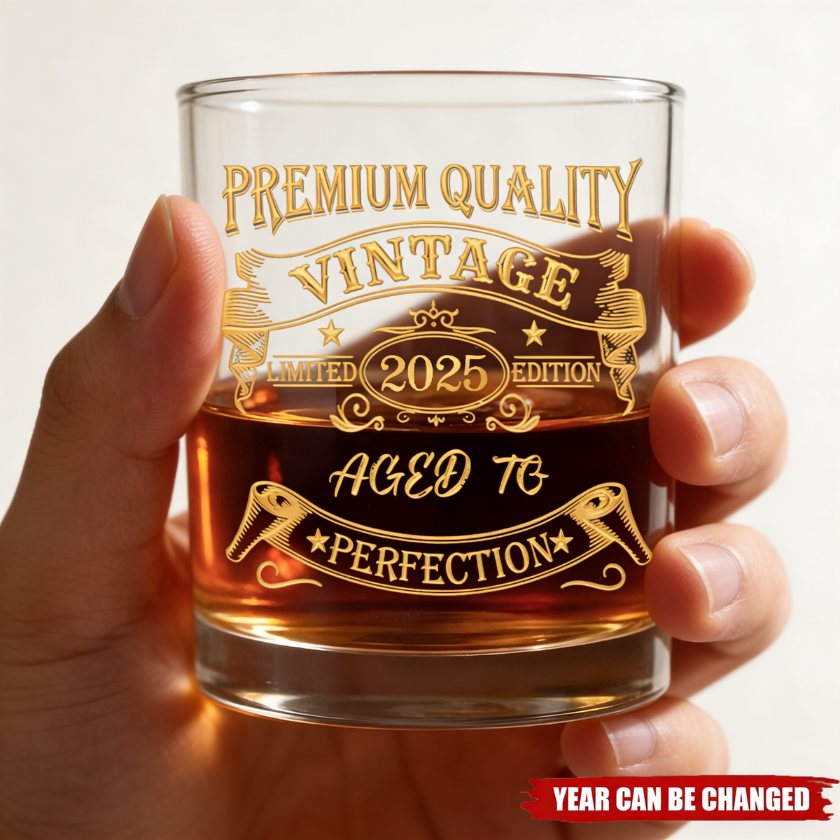 Personalized Premium Quality Vintage Whiskey Glass With Year | Unique Birthday Father's Day Gift For Dad & Grandpa