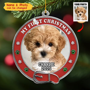 Personalized Photo Pet Christmas Ornament With Name & Year,Memorial Christmas Gift For Dog & Cat Lover
