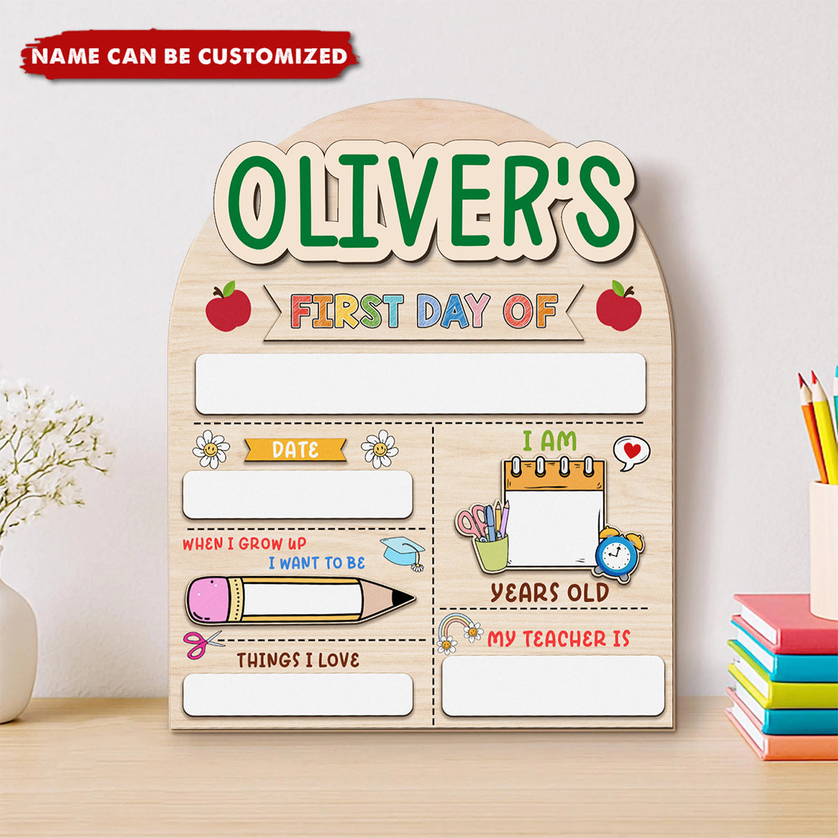 Personalized First And Last Day Wooden School Sign, Back to School Gift