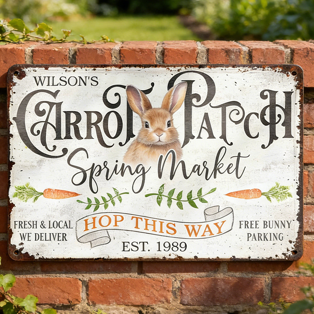 Customized Rustic Spring Market Metal Sign With Year & Name - Gardener's Spring Gift For Yard Lovers