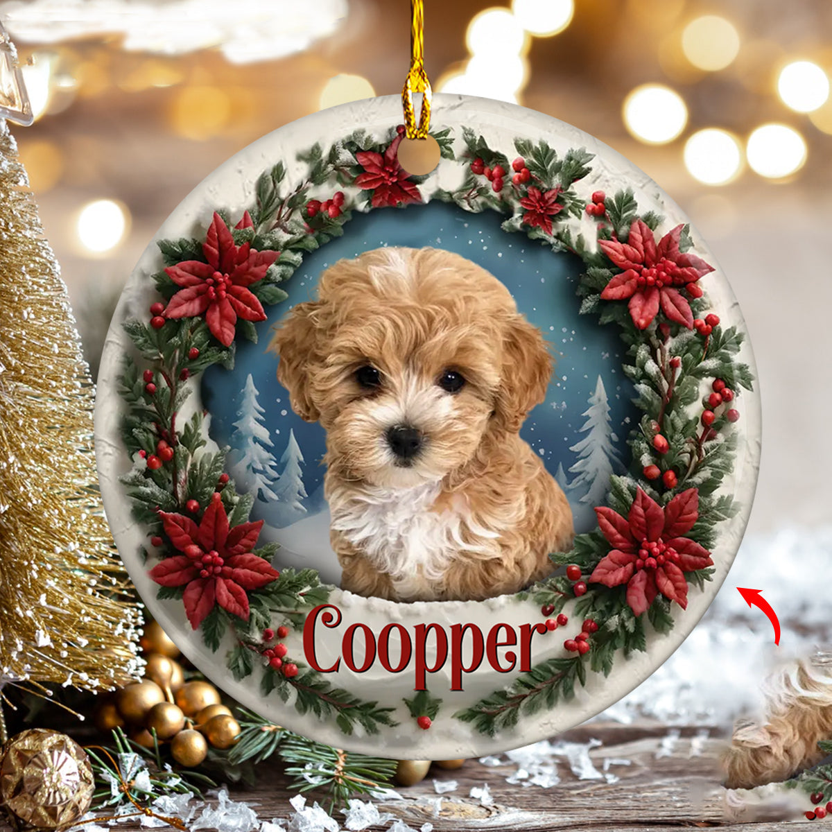 Personalized Pet Memorial Ceramic Ornament With Name & Photo,Custom Christmas Gift For Dog & Cat Lovers