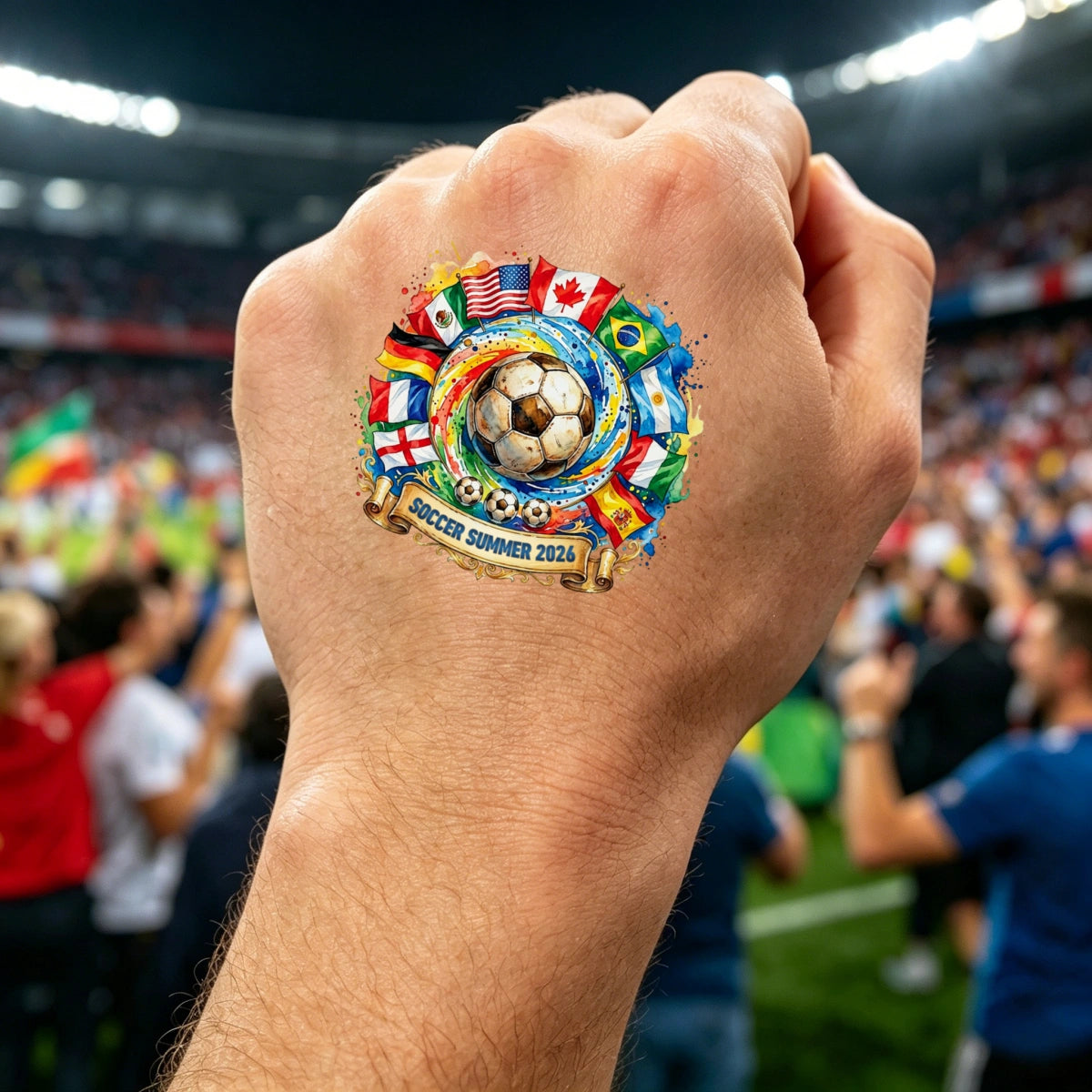 Soccer Sports Tattoo Sticker  – Perfect For Fan Events & Tailgates