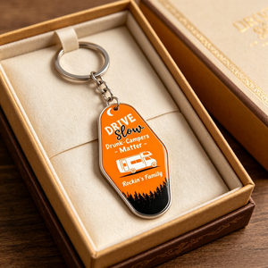 Personalized Camping Keychain With Family Names & Color - Unique Gift For RV Travel Lovers
