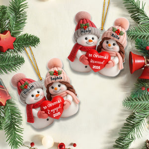 Personalized Snowman Christmas Ornament | Customize with Name & Year | A Great First Christmas Gift For Engaged,Newlyweds And Couple