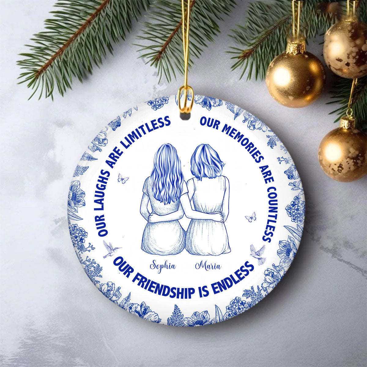 Personalized Best Friend Ornament for Girls - Custom Name Friendship Ceramic Keepsake | Christmas, Birthday, Anniversary For Best Friend