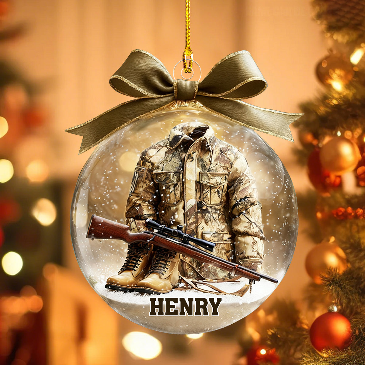 Personalized Hunting-Themed Christmas Ornament With Name Exclusive Camouflage Gift For Hunters Outdoor Lovers