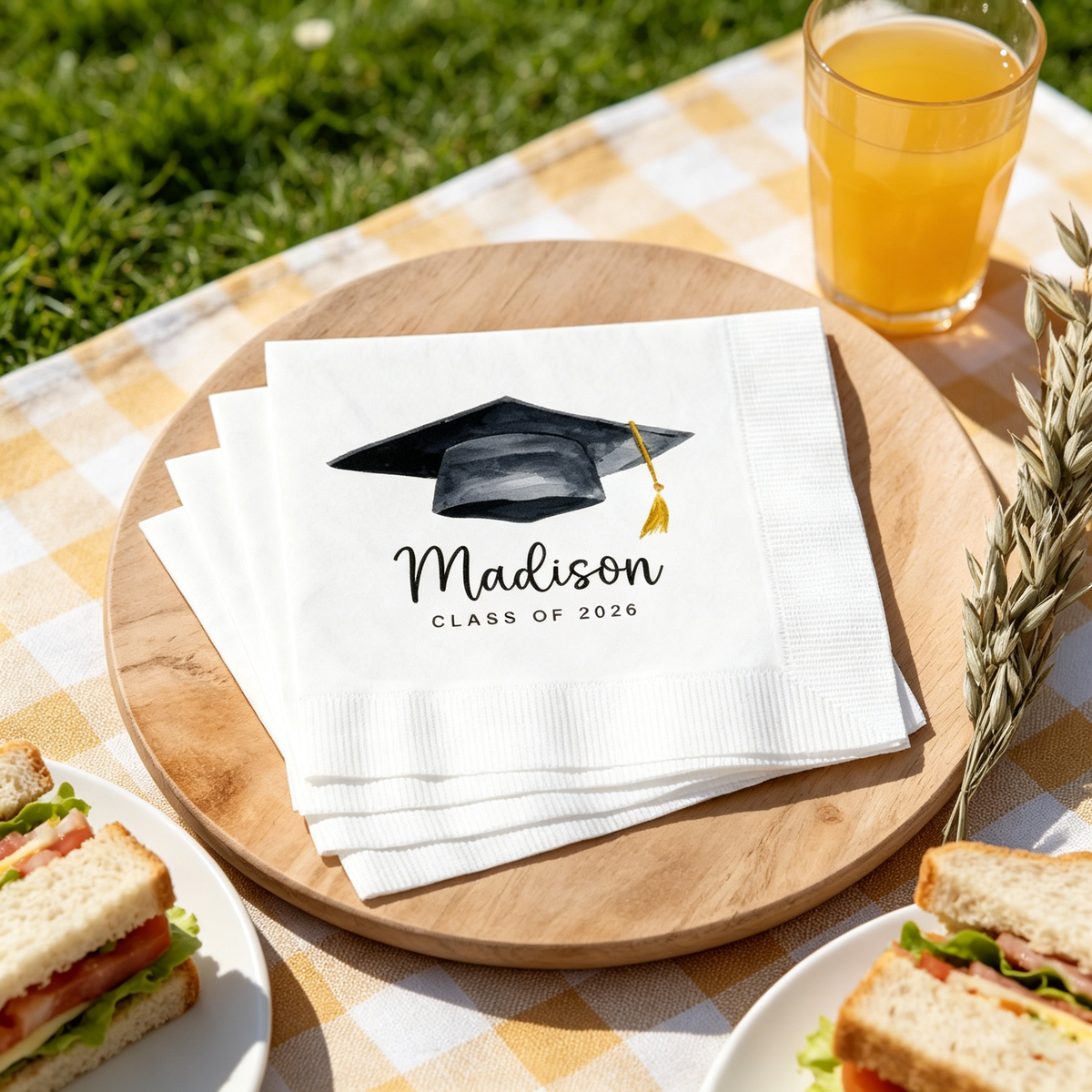 Soft Embossed Texture Graduation Napkins With Name & Year - Personalized Party Supplies For Seniors