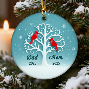 Personalized 3D Sea Glass Effect Cardinal Memorial Tree Ceramic Ornament Thoughtful Memorial Gift For Loss of Loved One