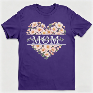 Personalized Heart T-Shirt With Kid Names & Title |  Mother's Day Gift For Mom Grandma