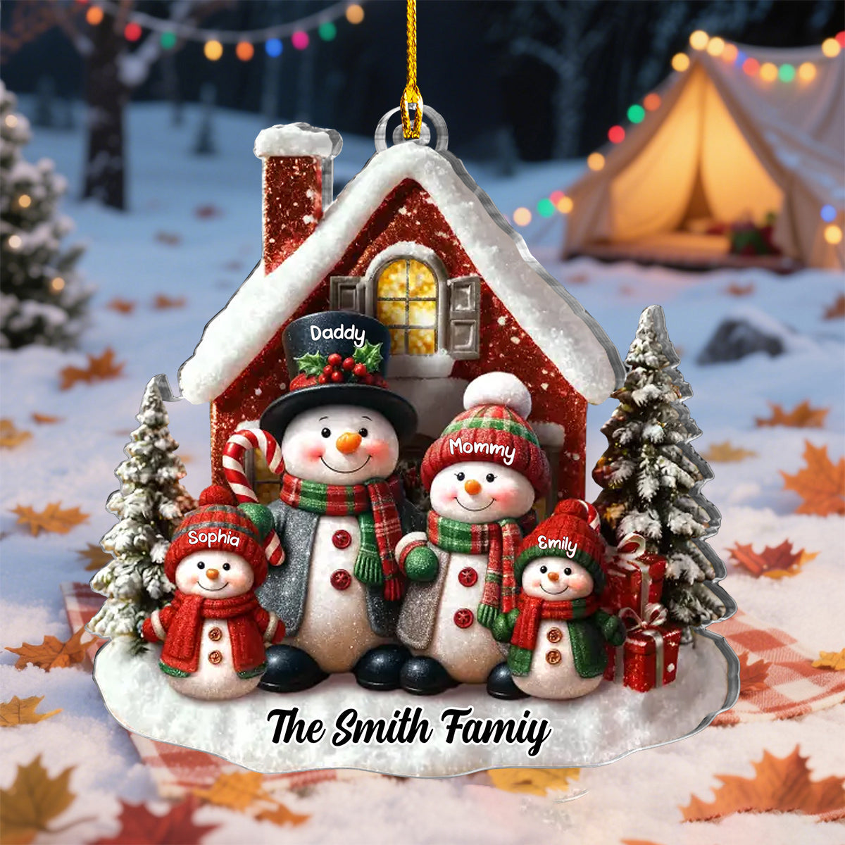 Personalized "Snowman Family" Christmas Ornament With 1-6 Names "Hearts Stay Together" Christmas Gift For The Whole Family