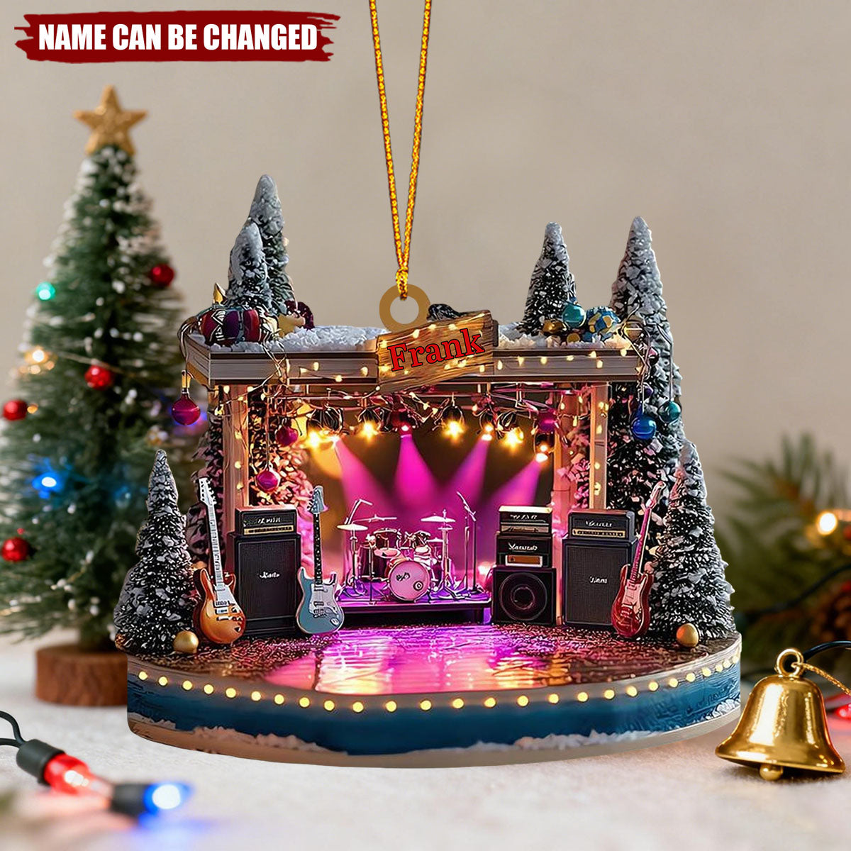 Personalized Rock Band Stage Christmas Ornament With Name | Mini Music Concert Tree Decoration | Unique Gift For Band Member Rock & Roll Lover