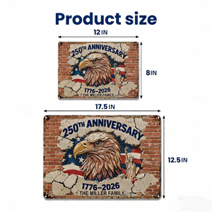 Personalized 250th Anniversary Metal Sign With Eagle & Family Name | 1776-2026 Patriotic Independence Day Gift For Home Decor