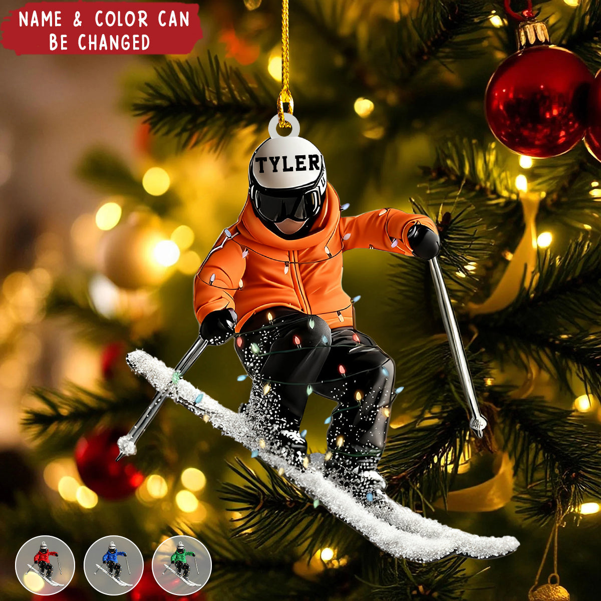 Personalized Downhill Skier Acrylic Ornament With Name Best Christmas Gift For Coach Skiing Lovers