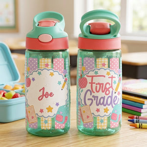 Personalized Name Grade Water Bottle For Kids Back To School Gift