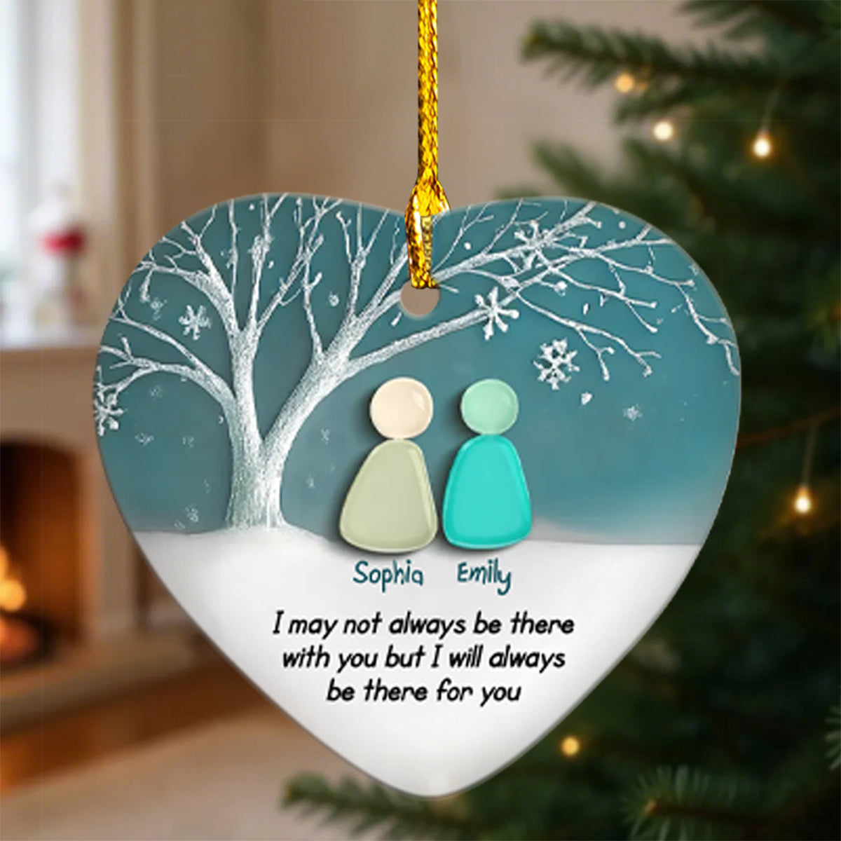 Personalized Besties Forever Heart Ceramic Ornament With 2-4 Names & Winter Scene Heartfelt Friendship Gift For BFF Best Friends
