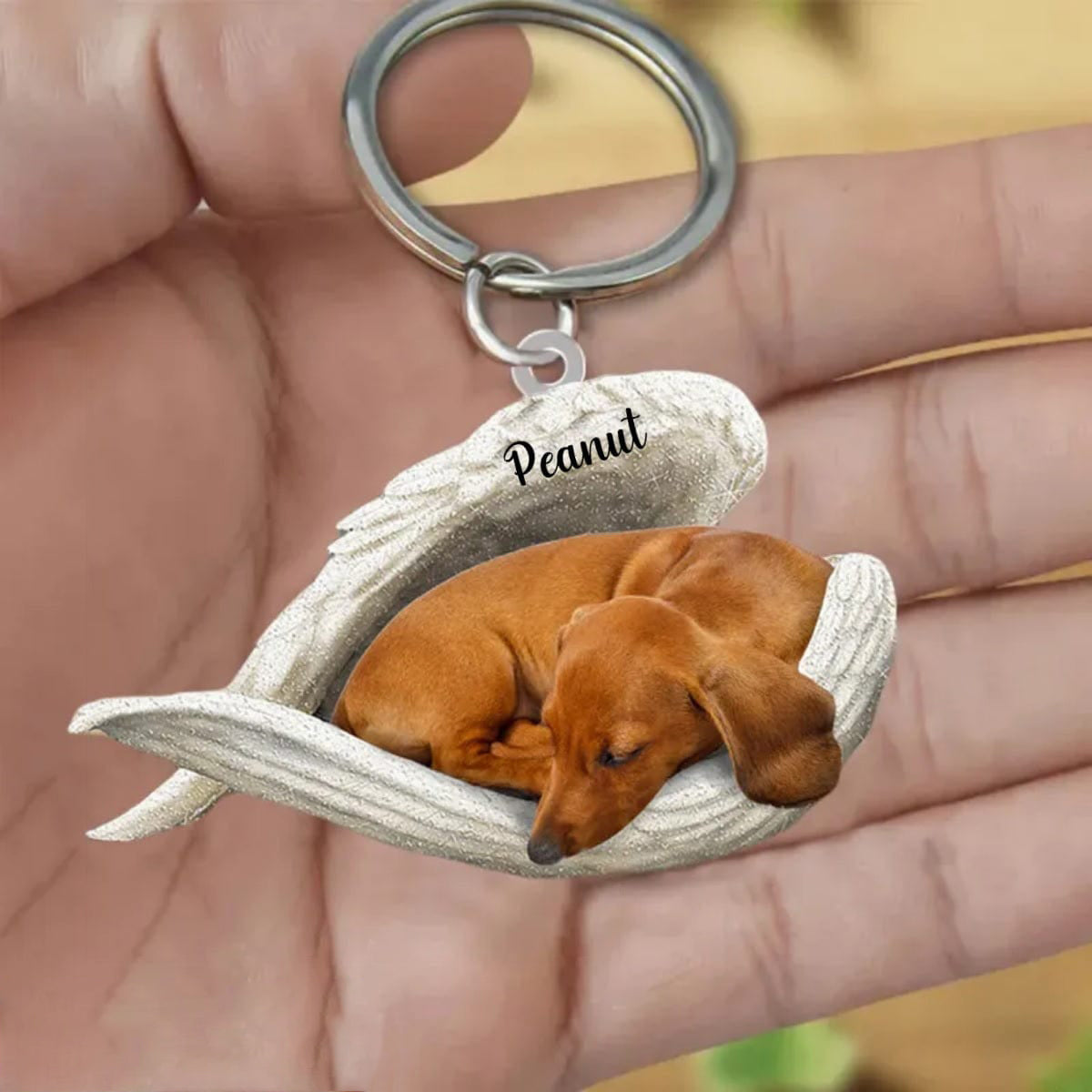 Customized Dog Sleeping Angel Keychain - Double-sided Customization, Personalized Pet Souvenir, Can Be Hung On Keys, Backpacks, Handbags