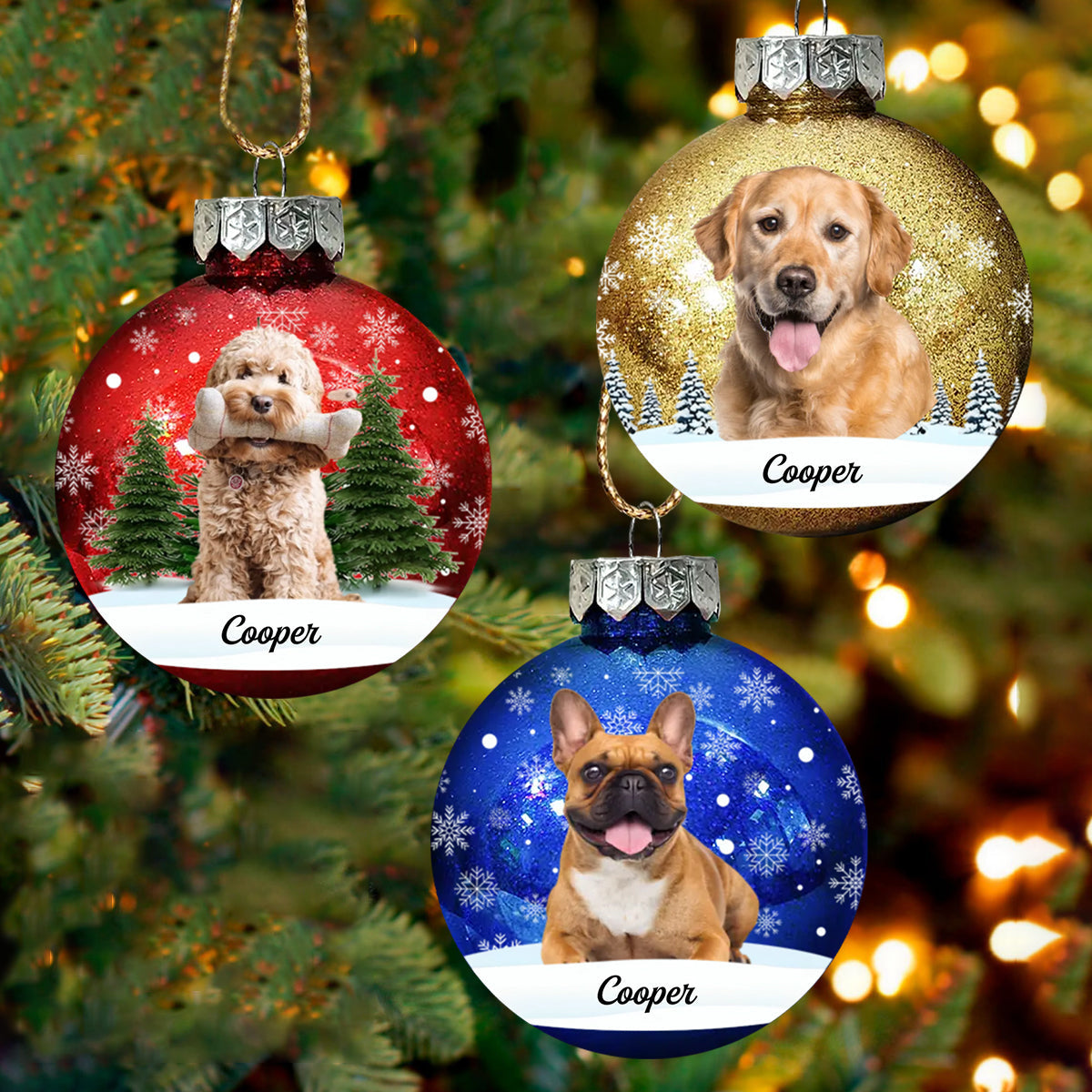 Personalized Family Photo Christmas Together Ball Ornament With Name Christmas Gift For Family & Pet Lovers