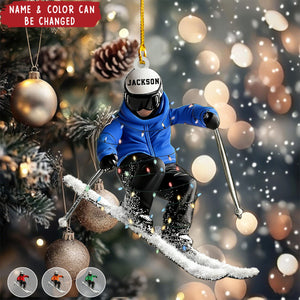 Personalized Downhill Skier Acrylic Ornament With Name Best Christmas Gift For Coach Skiing Lovers