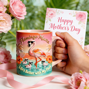 Personalized Flamingo Family Accent Mug With 1-8 Names | Mother's Day Gifts For Mom Grandma