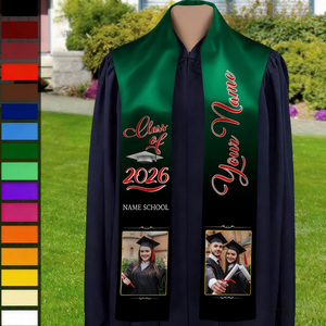 Personalized Class of 2026 Stoles Sash With Name & 2 & 4 Photo | Unique Graduation Senior Gift