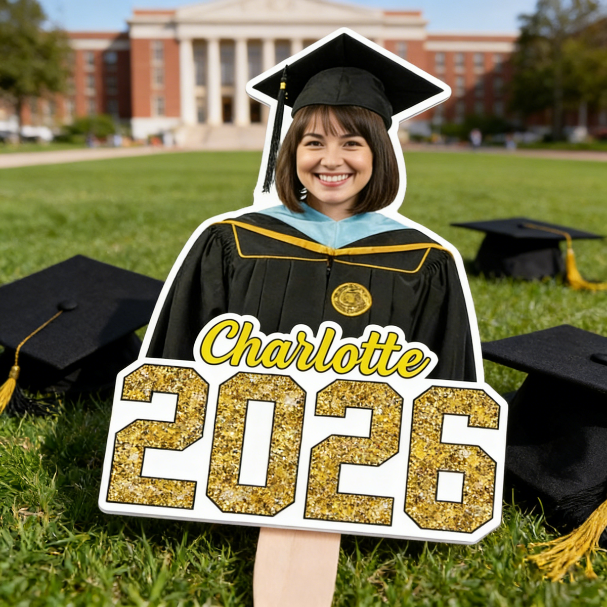 Personalized High-Definition Graduation Fan With Photo & Name - 2026 Party Favor For Daughter & Son