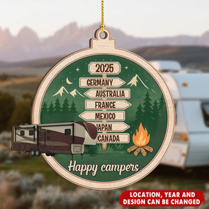 Personalized Camping Woodland Adventure Ornament With 1-6 Locations & Year Nature Adventure Holiday Gift For Adventure Lover