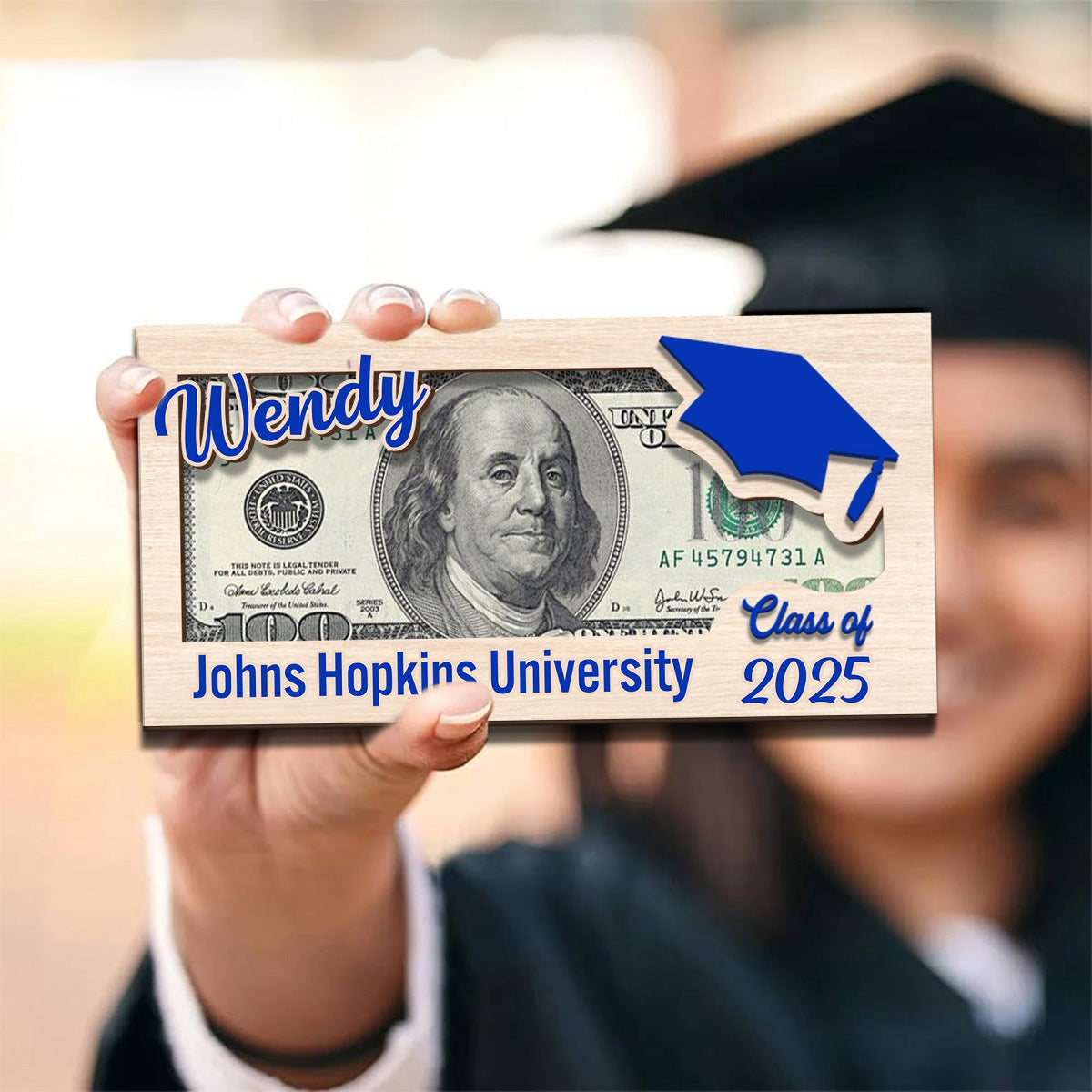 Custom Name Class Of 2025 Graduation Wood Money Holder