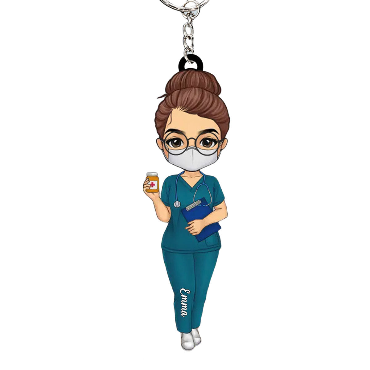 Personalized RN Keychain for Nurses Week, Retirement & Graduation - Double-Sided Engraved Healthcare Worker Gift