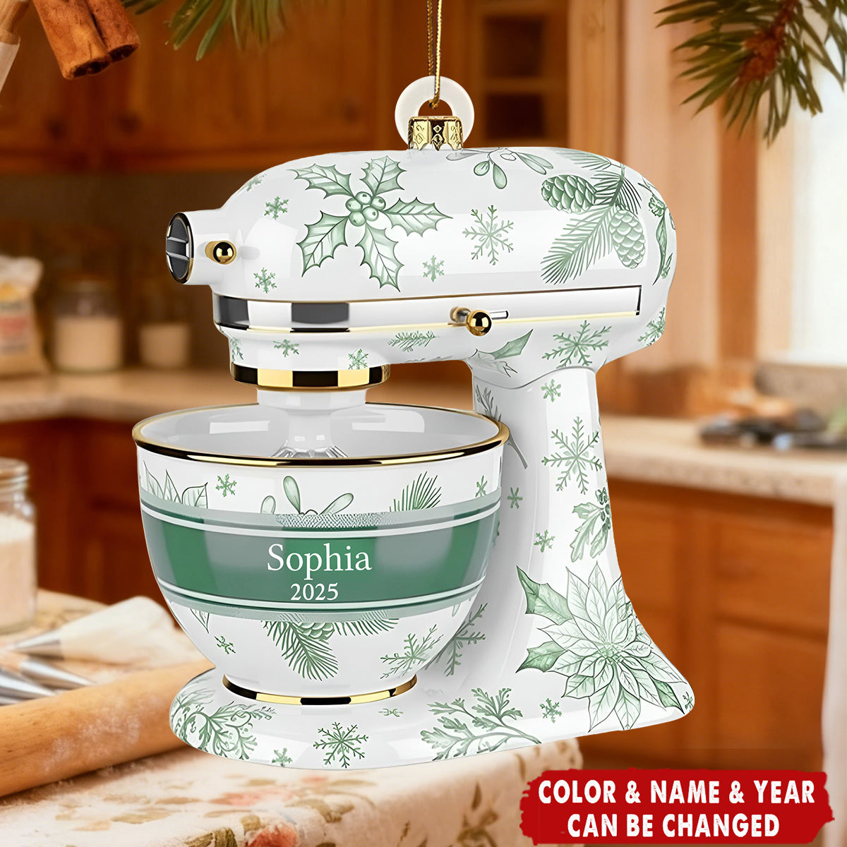 Personalized Christmas Stand Mixer Ornament With Name & Year & Color | Kitchen Decor | Unique Xmas Gift For Bakers Cooking Lovers