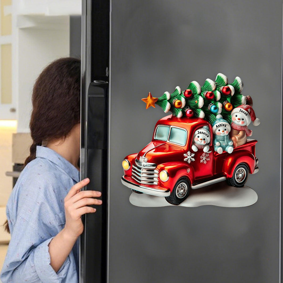 Personalized Nana's Cute Little Snowmen Christmas Decal With 1-10 Kid's Names,Warm Holiday Decoration For Family