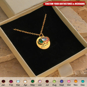 Personalized 1-6 Birthstone Necklace With Grandkids' Names - Mother's Day Gift For Mom Grandma