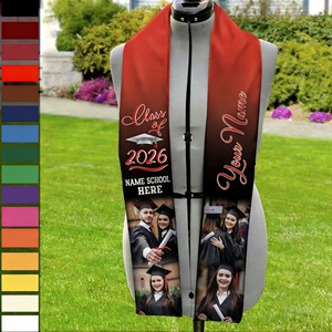 Personalized Class of 2026 Stoles Sash With Name & 2 & 4 Photo | Unique Graduation Senior Gift